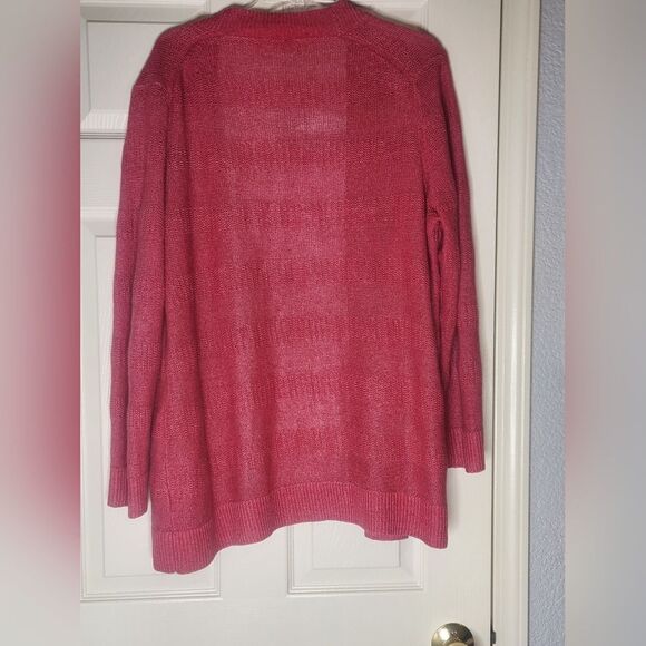 Talbots? L Raspberry Red LngSlv Pockets  Knit Women’s Opened Sweater Cardigan - Picture 7 of 8